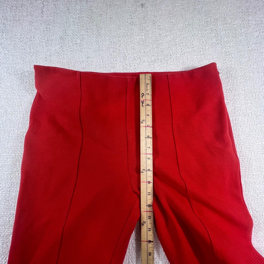 Ann Taylor Red High Waisted Flare Crop Trousers with Ankle Buttons Pintuck Seams - Picture 6 of 9